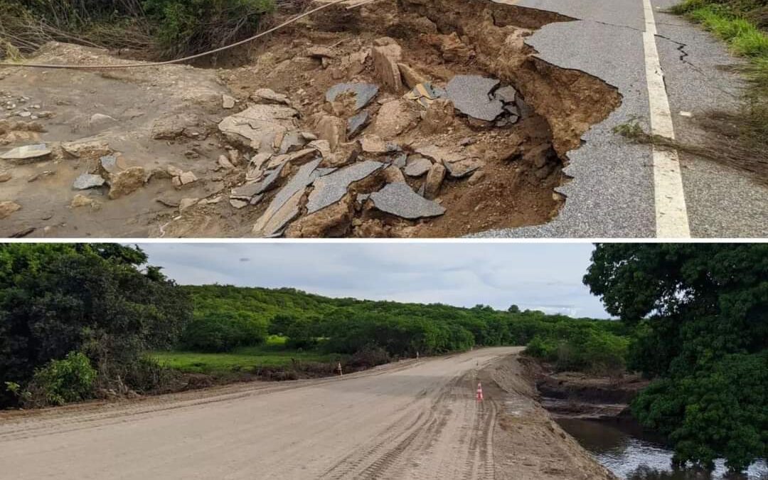 Trechos de rodovias cearenses interditados pelas chuvas começam a ser liberados